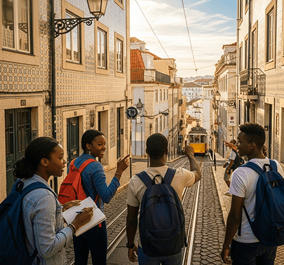 Students participating in an outdoor cultural event
