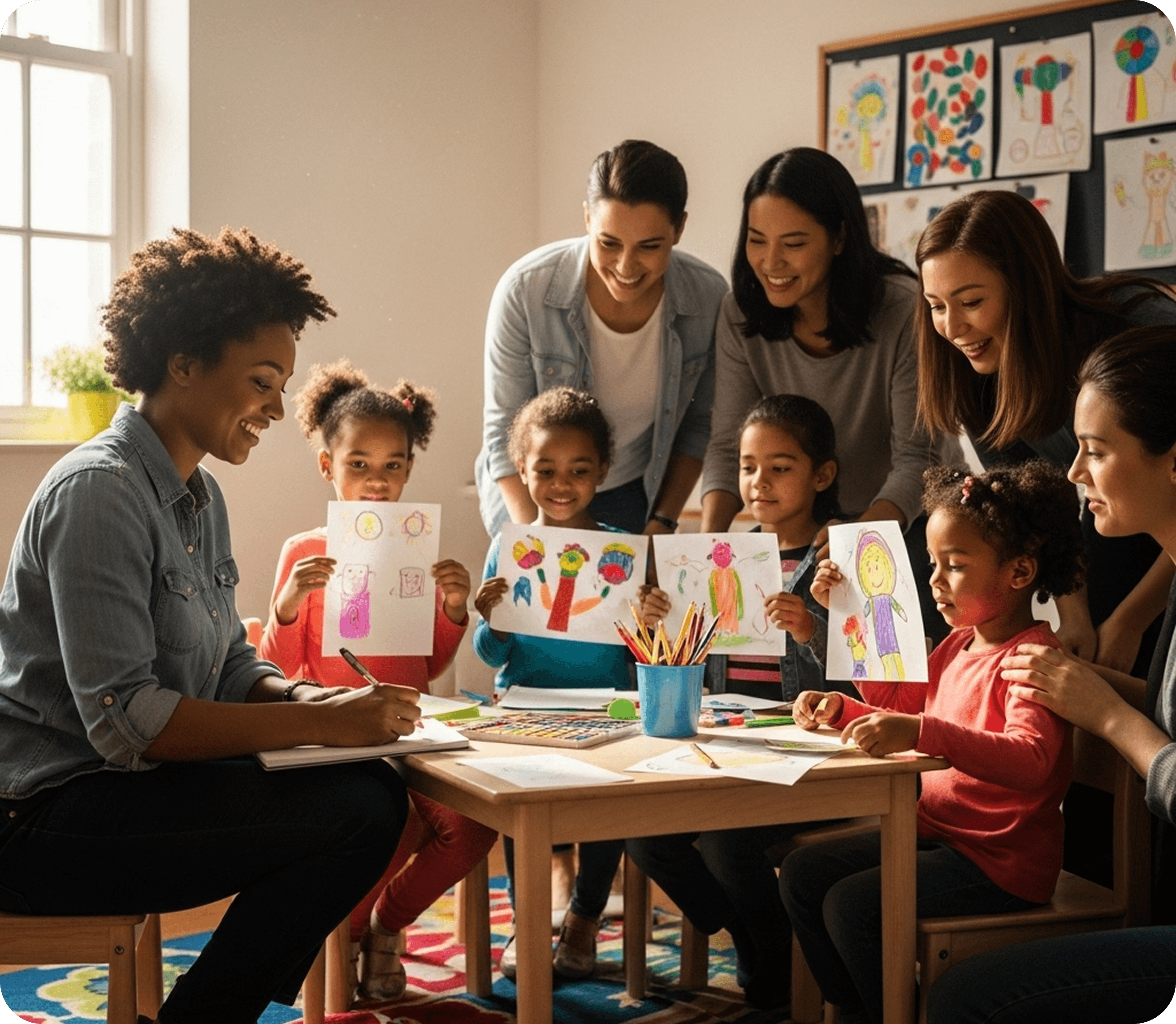 Children learning and getting feedback