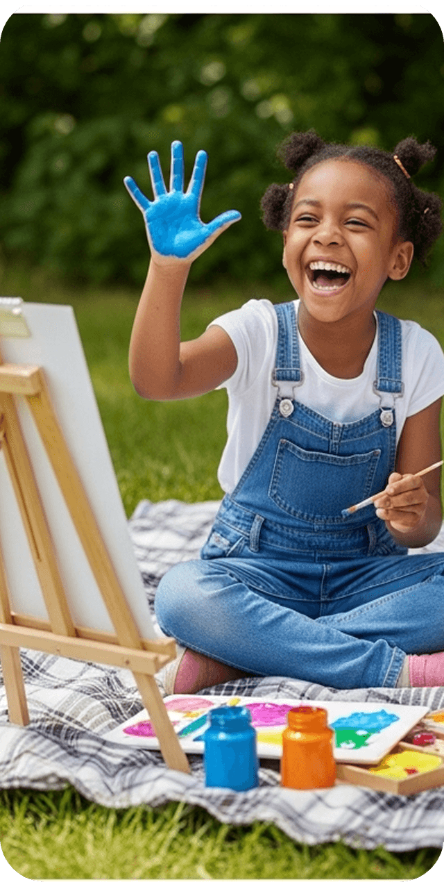 Child with paint on hands